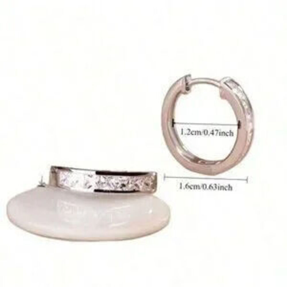 Square-Cut Crystal Hoop Earrings | 925 Sterling Silver Gift Minimalist - Picture 5 of 5